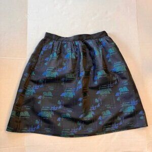 J. Crew textured satin black skirt with blue and green size 4